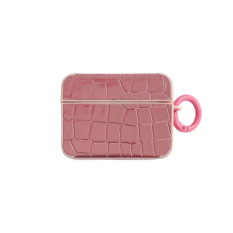 

Stylish Luxury Crocodile leather Case For Apple AirPods 1 2 3 Pro With Keychain Pink Earphone Case For Apple AirPods Pro2