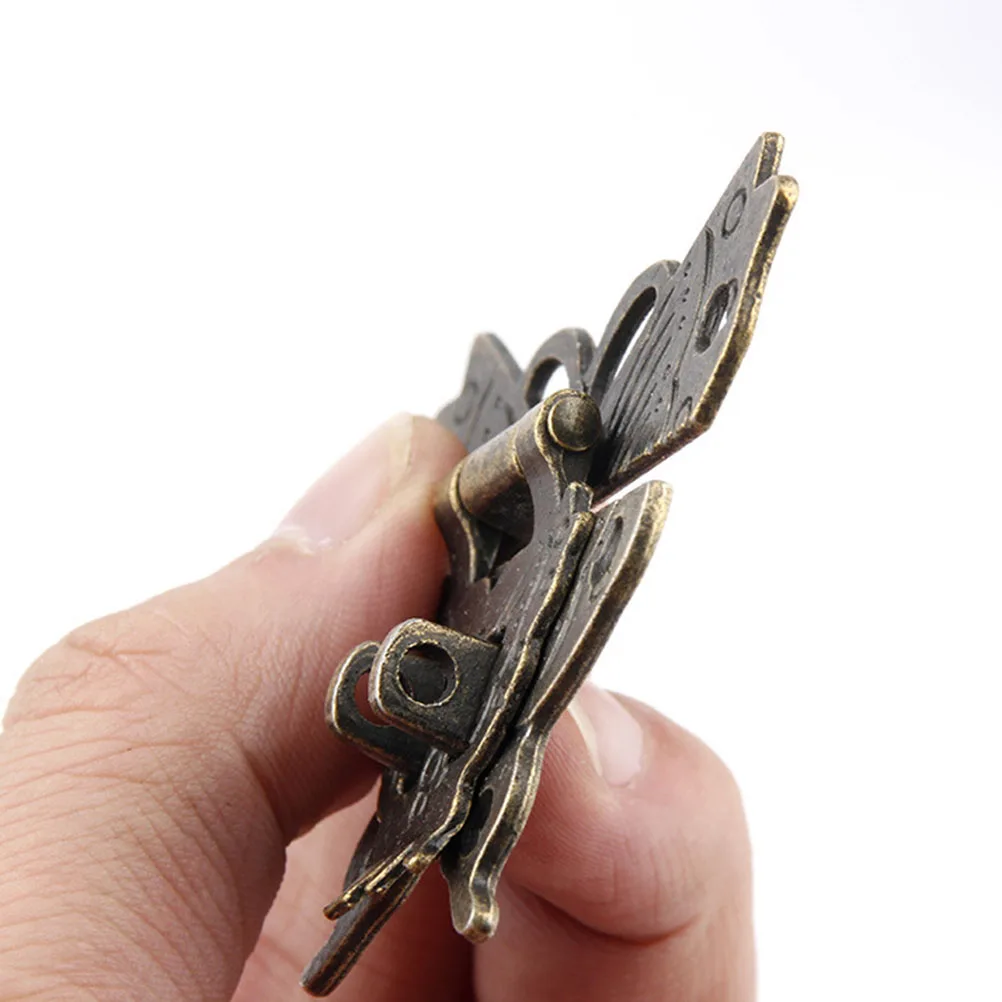 

2pcs Butterfly Buckle Alloy Latch For Wooden Box Gift Wine Jewelry Drawer Cabinet Chest Furniture Hook Lock Hasp Vintage