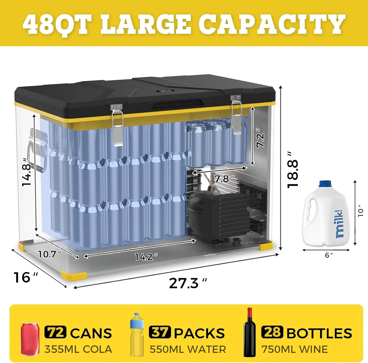 RV45S Single Zone Portable Refrigerator, 12 Volt Fridge Freezer for Home and Car Use, Ideal for Traveling, Camping, Roa