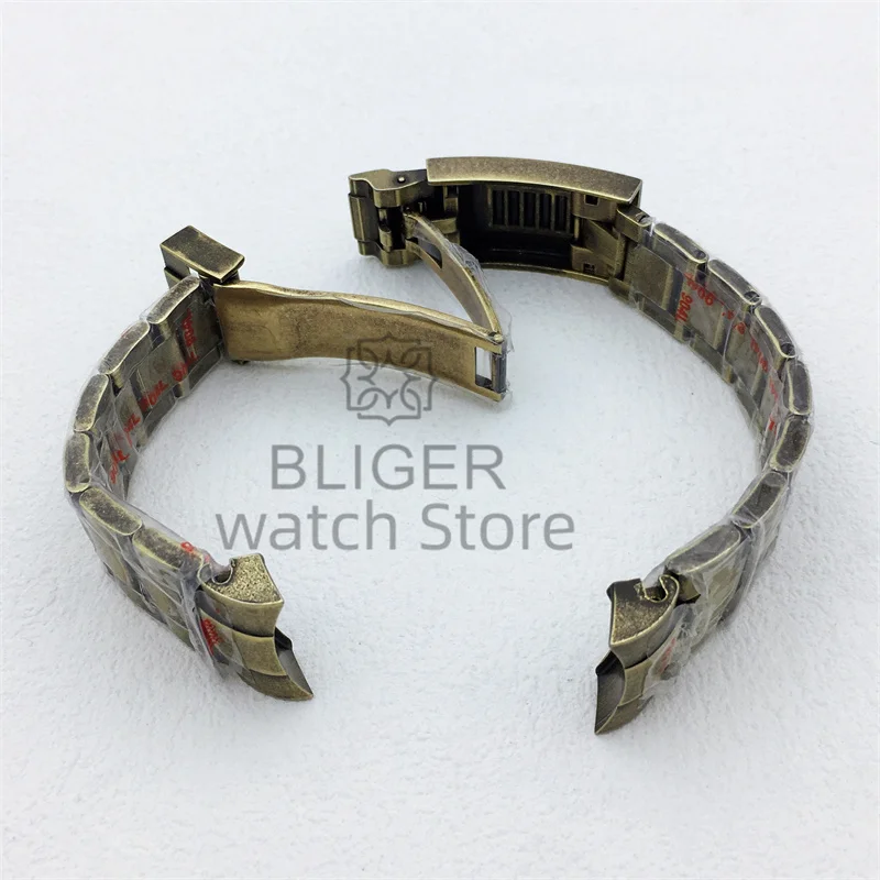 BLIGER 21 mm 904L-Armband, massiver Edelstahl, Bronze-Uhrenarmband, Faltschließe, Herrenarmband, passend für 43 mm Gehäuse