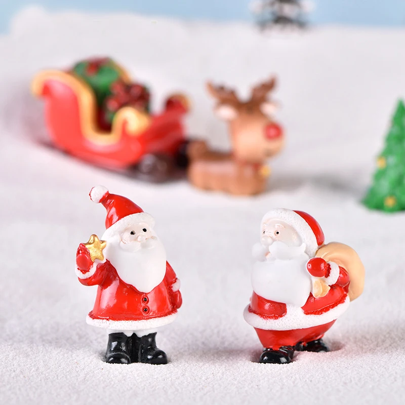 Christmas Ornament Resin Miniature Micro Landscape Desk Decor Elk Santa Claus Ornaments Pendants For Christmas Home Decoration