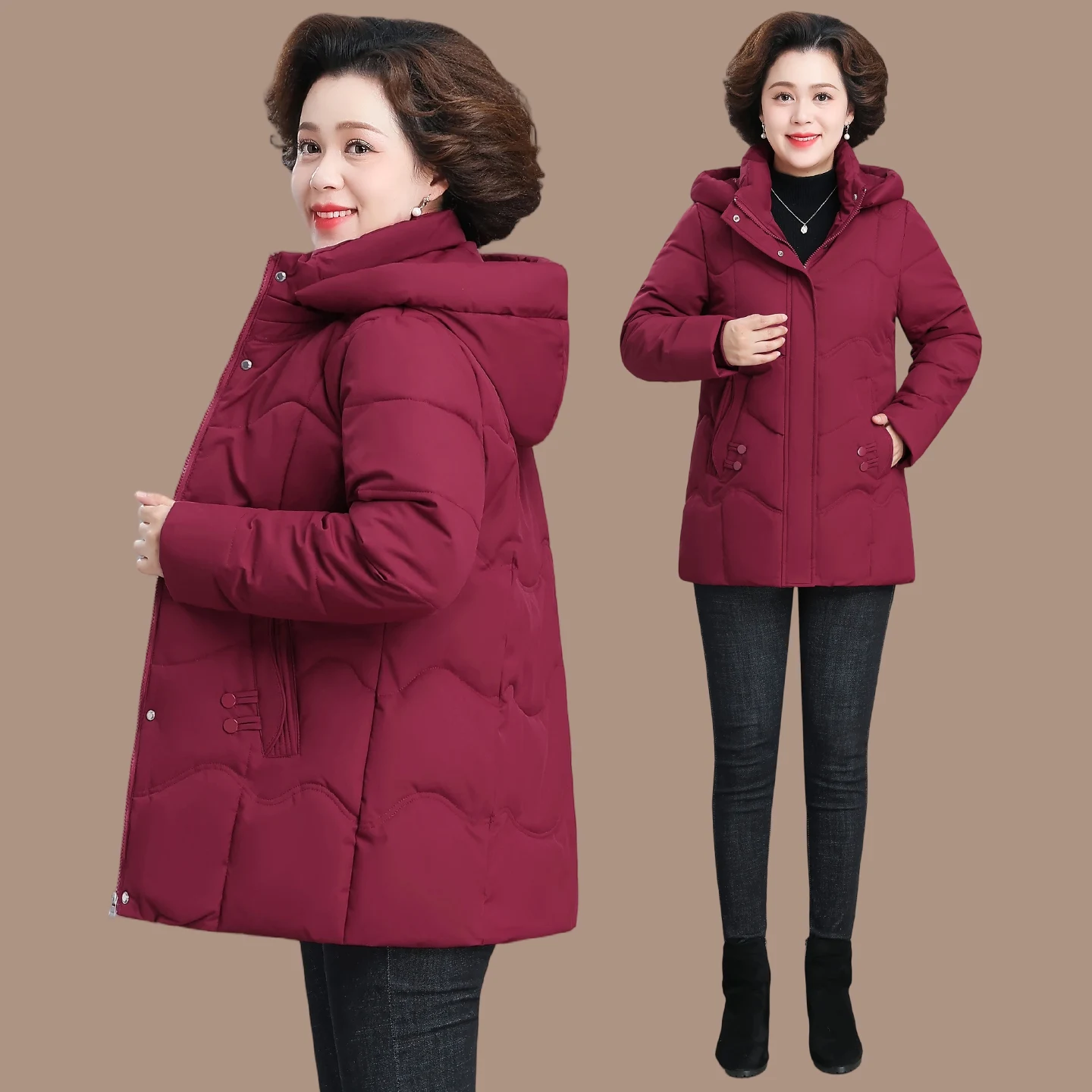 

Утепленное хлопковое пальто: модная теплая верхняя одежда для женщин среднего и старшего возраста, большие размеры, зимнее модное пальто