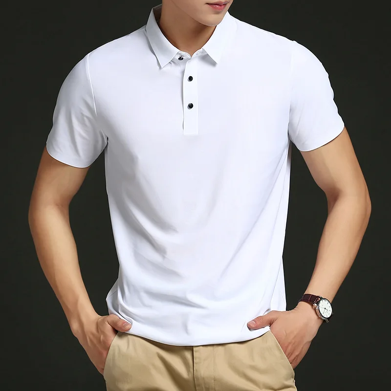 2026 New  Loose Polo Shirt Men Summer Short Sleeve Business Tops High End Ice Silk Breathable Mens Shirts
