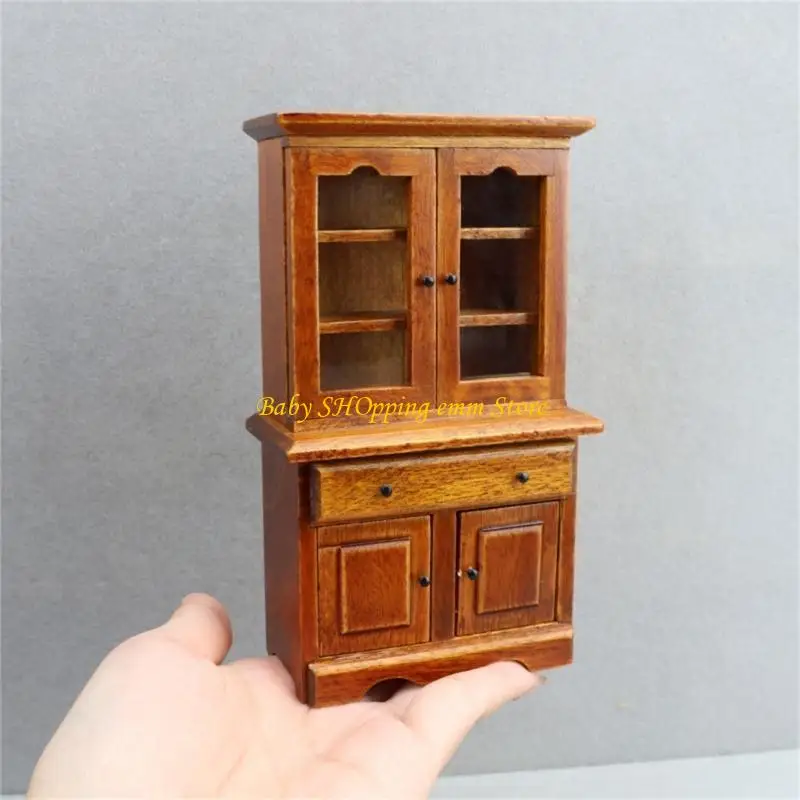 

23GD миниатюрный вертикальный книжный шкаф, модель винтажного шкафа для хранения мебели для кукольных домиков, масштаб 1/12,