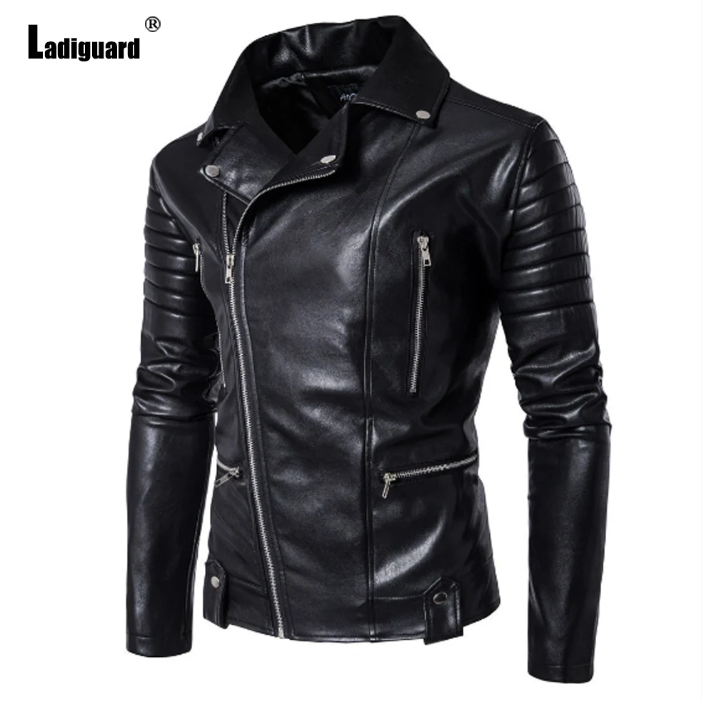 

Ladiguard 2025 крутые мотоциклетные куртки в европейском стиле, черная мягкая куртка из искусственной кожи, мужская модная куртка на молнии с карманом из синтетического искусственной кожи
