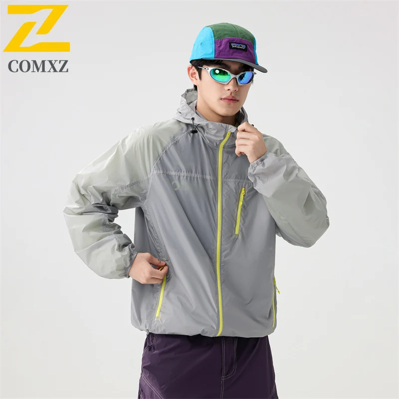 سترة بغطاء للرأس للحماية من الأشعة فوق البنفسجية للزوجين بلون الدوبامين UPF50 + حرير ثلجي قابل للتنفس للرياضات الخارجية ملابس واقية من الشمس #1