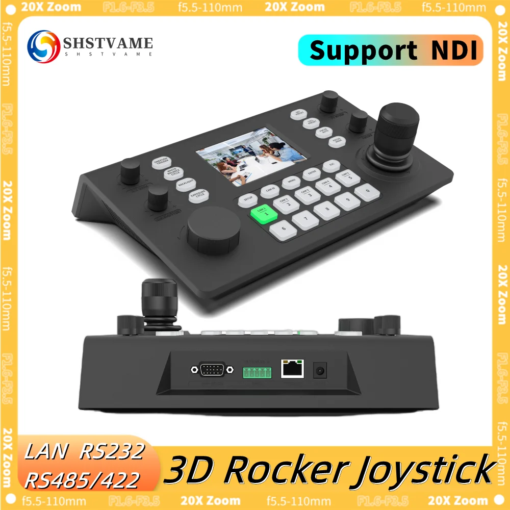 NDI 3D Rocker Video Camera Controller with TFT LCD Screen LAN Connection SHSTVAME KBD350N for Conference Meeting Live Stage