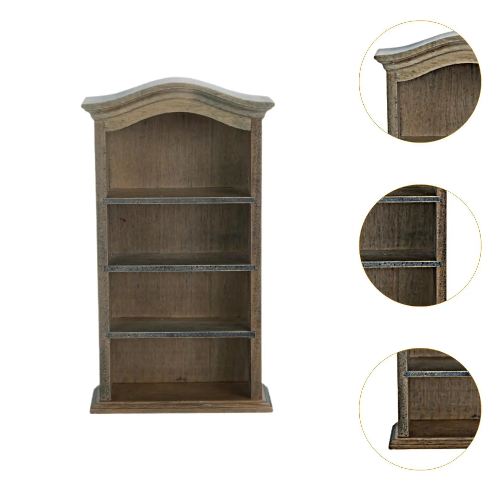 Poppenhuis miniatuur boekenkast, houten poppenplank 4-vloeren poppenhuis decor fantasiespel voor miniatuur landschap mini