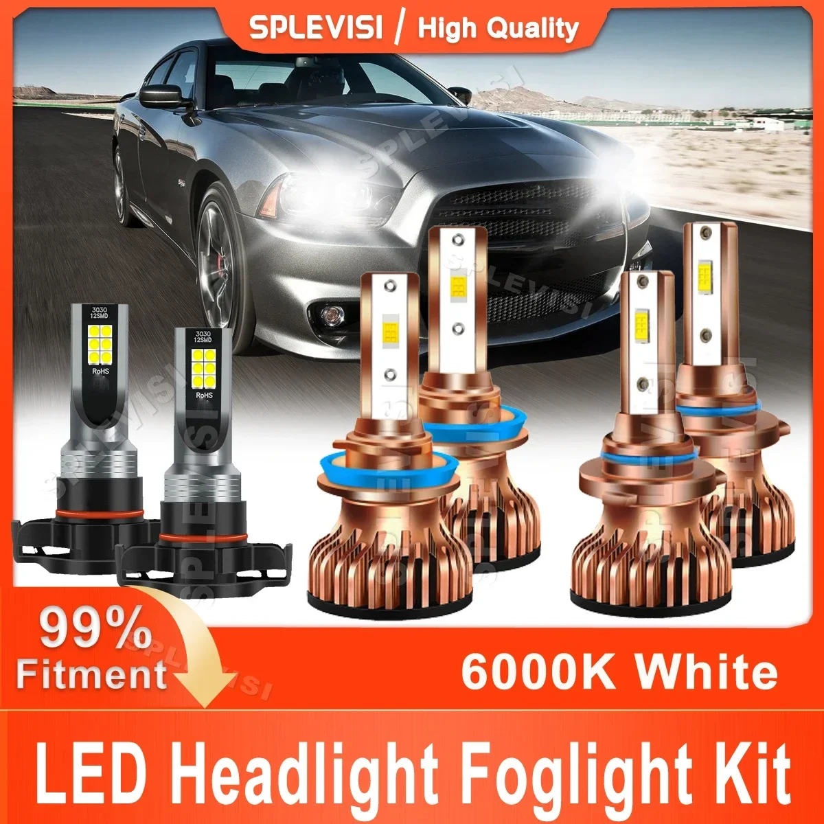 

Car Led Headlight High Beam 9005/HB3 Low Beam H11 Foglight H16 5202 Replace For Dodge Charger 2011 2012 2013 2014 6000K White