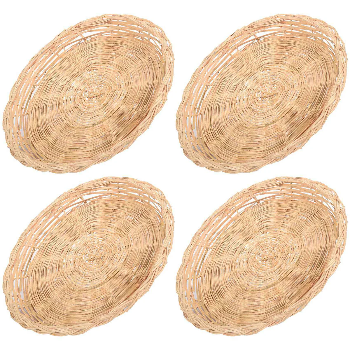 A98U 4 Pcs Bamboo Paper Plate Holder - 10 Inch Round Woven Plate Holder, Reusable Paper Plate Holders for Picnic Party