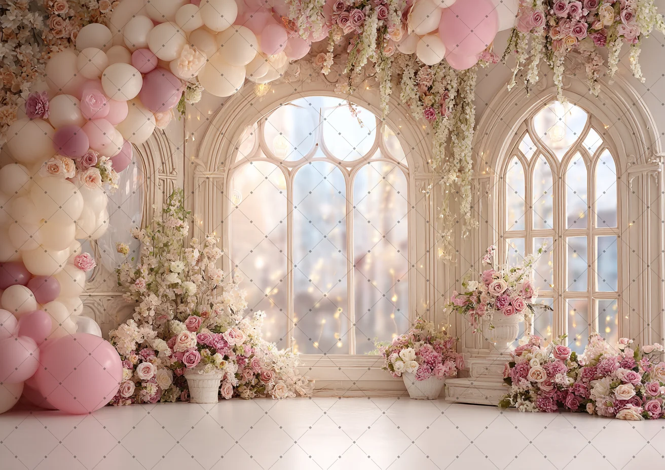Bunga Lengkung Tirai Bingkai F - Photo Booth Frame ulasan dan harga