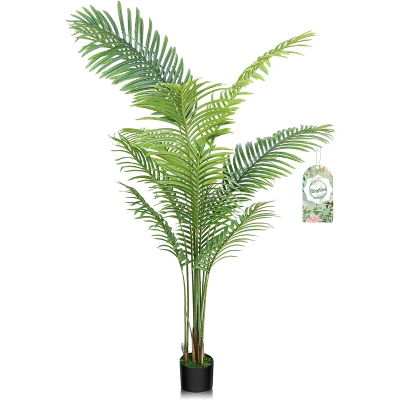 5FT Artificial Tree, Toffee Palm with Plastic Nursery Pot, Fake Plant for Office House Farmhouse Living Room Home Decor (Indoo