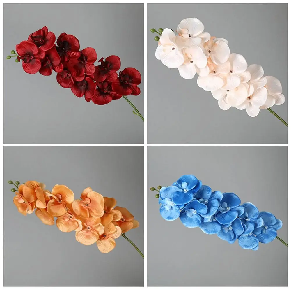 Wedding Decoration 9-Heads Silk Flower Simulation Butterfly Orchid Artificial Flower 3D Phalaenopsis Real Touch Plants