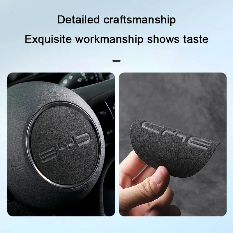 

For BYD Seal u Dmi Yuan Plus ATTO 3 Seagull Dolphin mini EV，Alcantara Steering Wheel Horn Decal Sticker Car Interiors Accessory