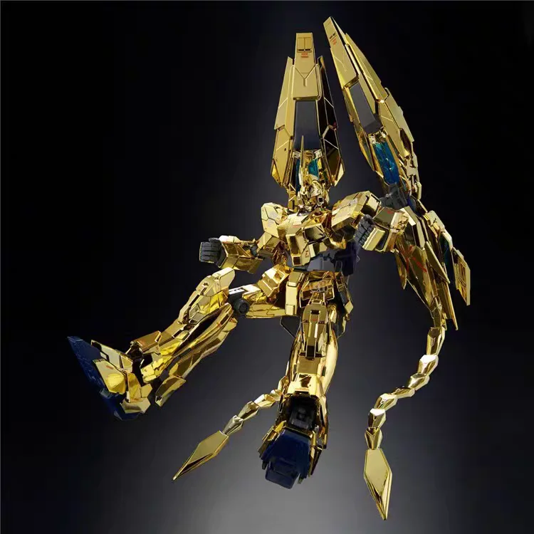 In Stock XINGDONG HG 1/144 Rx-0 Unicorn 03 anime Figure Gold Coating Customized Robot Assembly PVC Model Christmas Toys Gifts