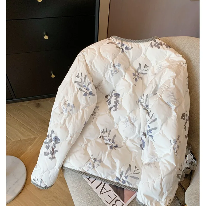 Nuevo Jaet de algodón con estampado Floral chino para mujer, ropa de abrigo holgada redonda Ne con forro cálido, Otoño Invierno, Faion