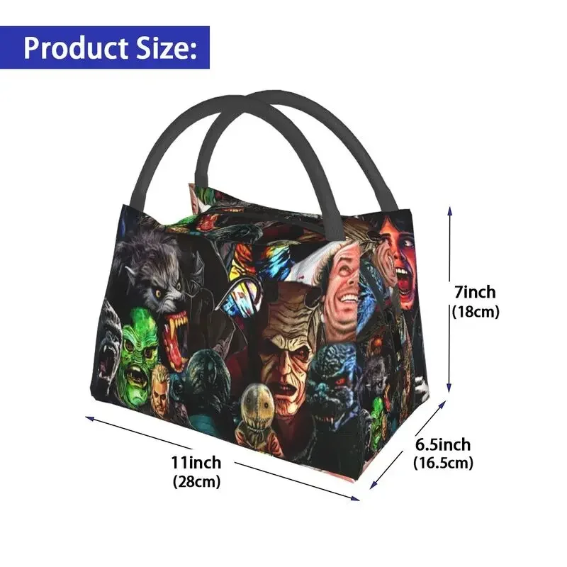 Horror Movie Collage Insulated Lunch Bags for Women Resuable Thermal Cooler Bento Box Office Picnic Travel