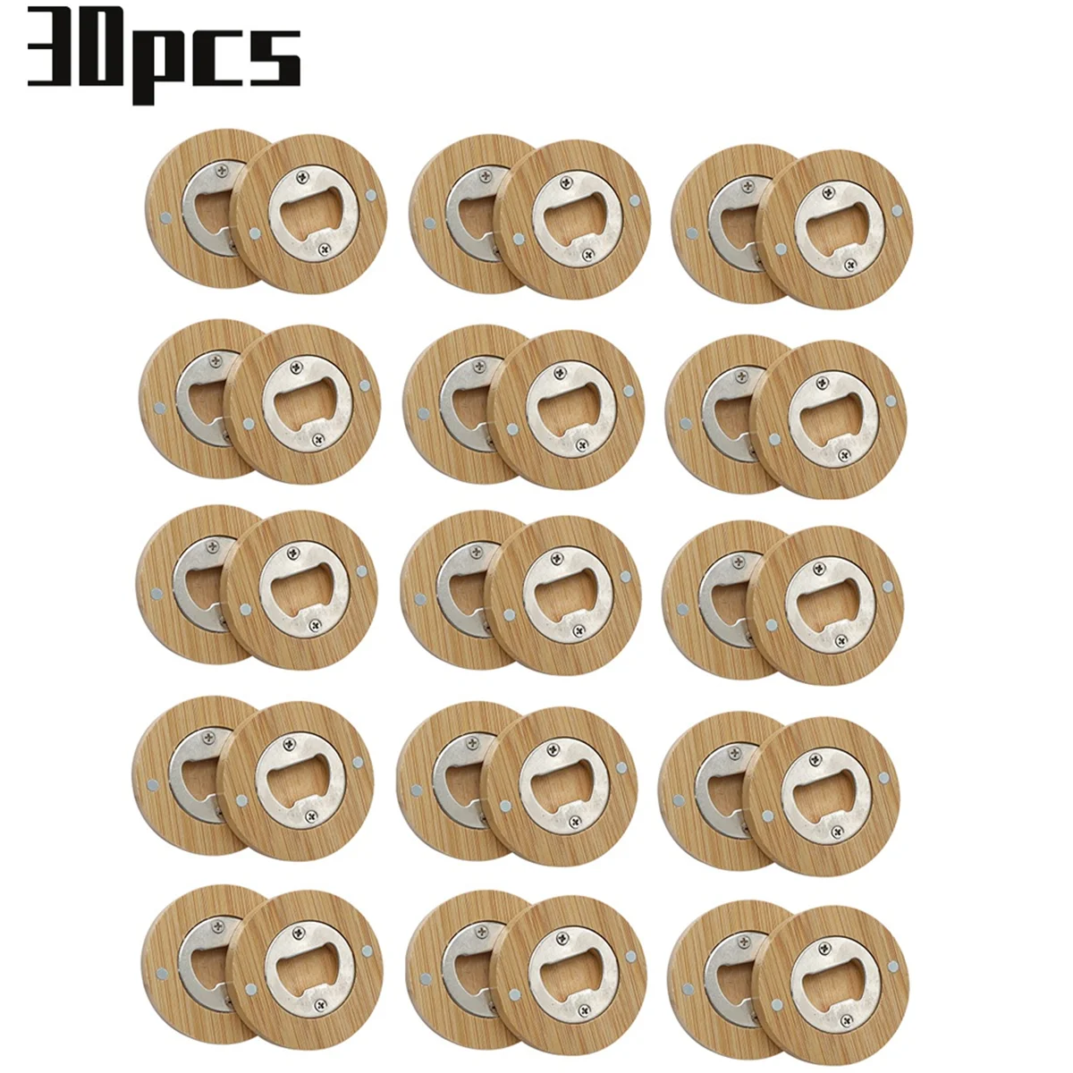 30 قطعة DIY بها بنفسك الخيزران شكل دائري فتاحات الزجاجات كوستر مغناطيس الثلاجة الثلاجة ملصق زخارف للحانات فتاحة الزجاجات البيرة الساخن