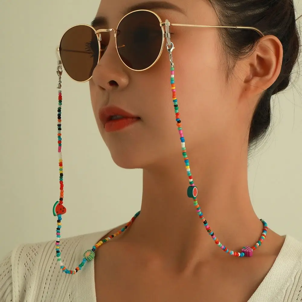 

Metal Chain Colorful Bead Glasses Chain Colorful Bohemia Style Sunglasses Chains Hanging Neck Anti-lost Eyeglass Lanyard Girls