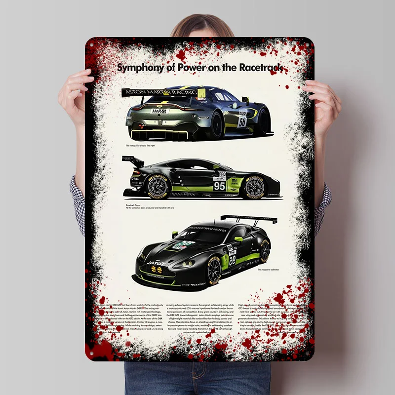 Sports Martin Racing Car Printing Poster Customized Retro Wall Art Vintage Metal Signs for Fans Room Decorating Interior House