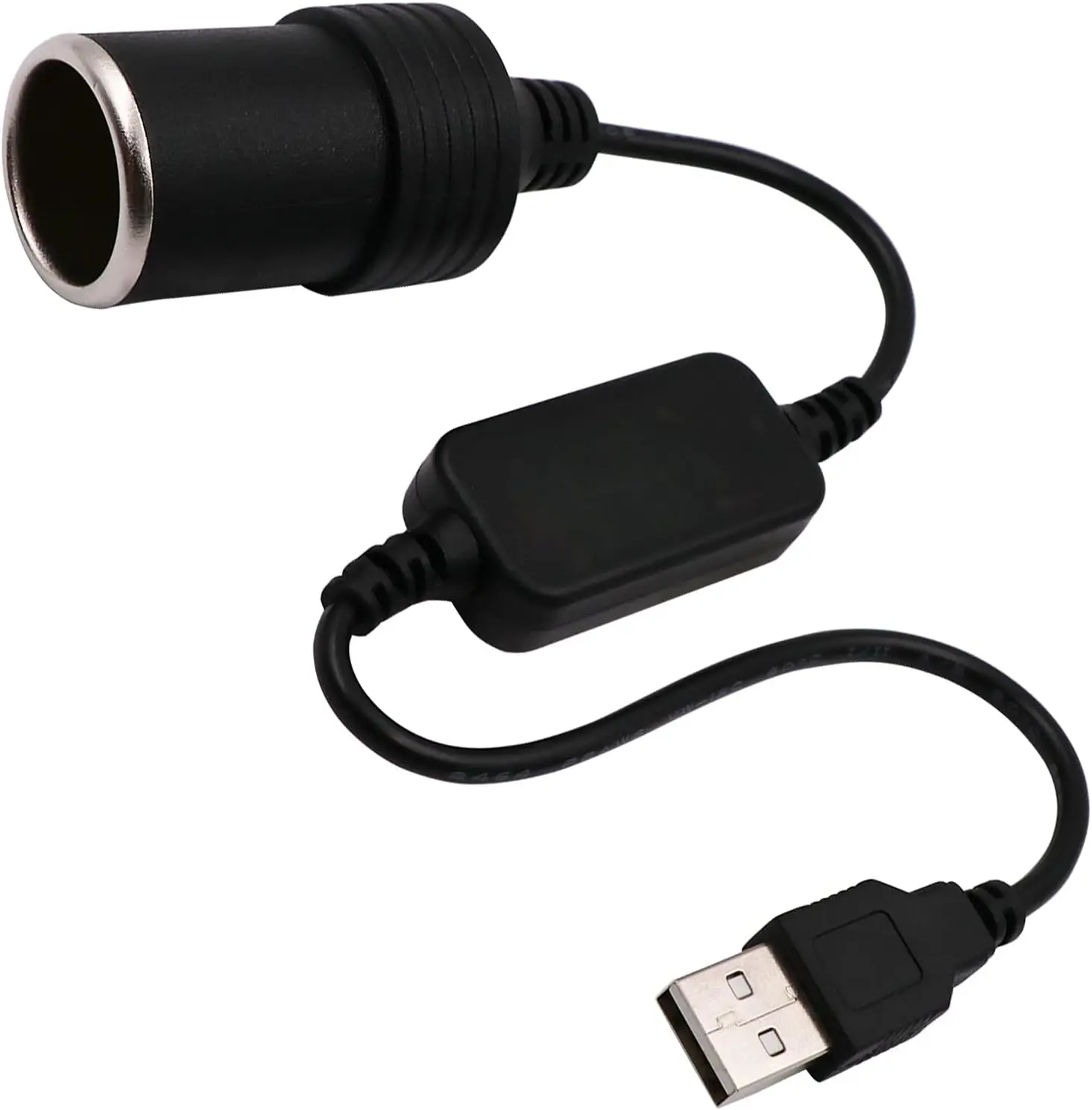 USB a Male to 12V Car Cigarette Lighter Socket Female Converter Cable Adapter 8W Max Power Convert Car Charging Cord