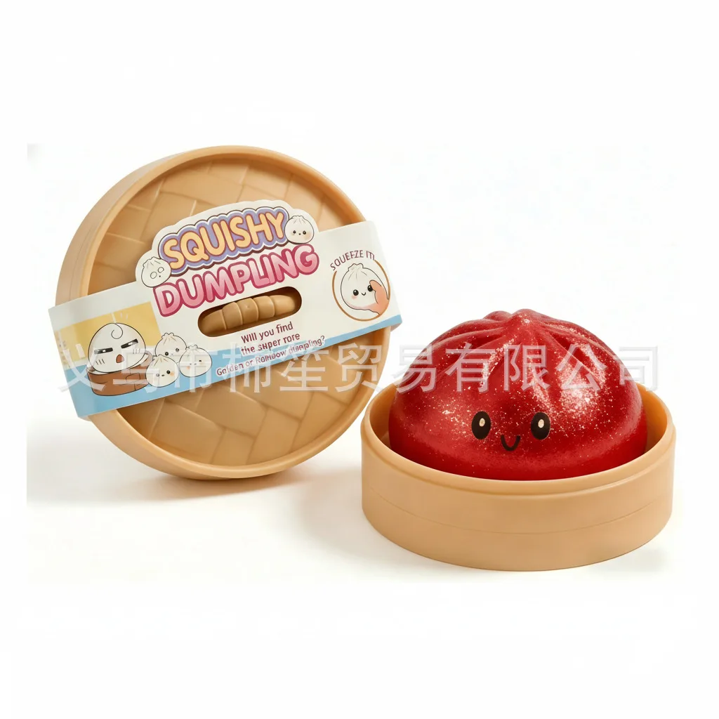 Nieuwe Glitter Dumpling Glitter Dumpling Squishy met doosje Dumplings Zintuiglijk knijp speeltje voor stressverlichting