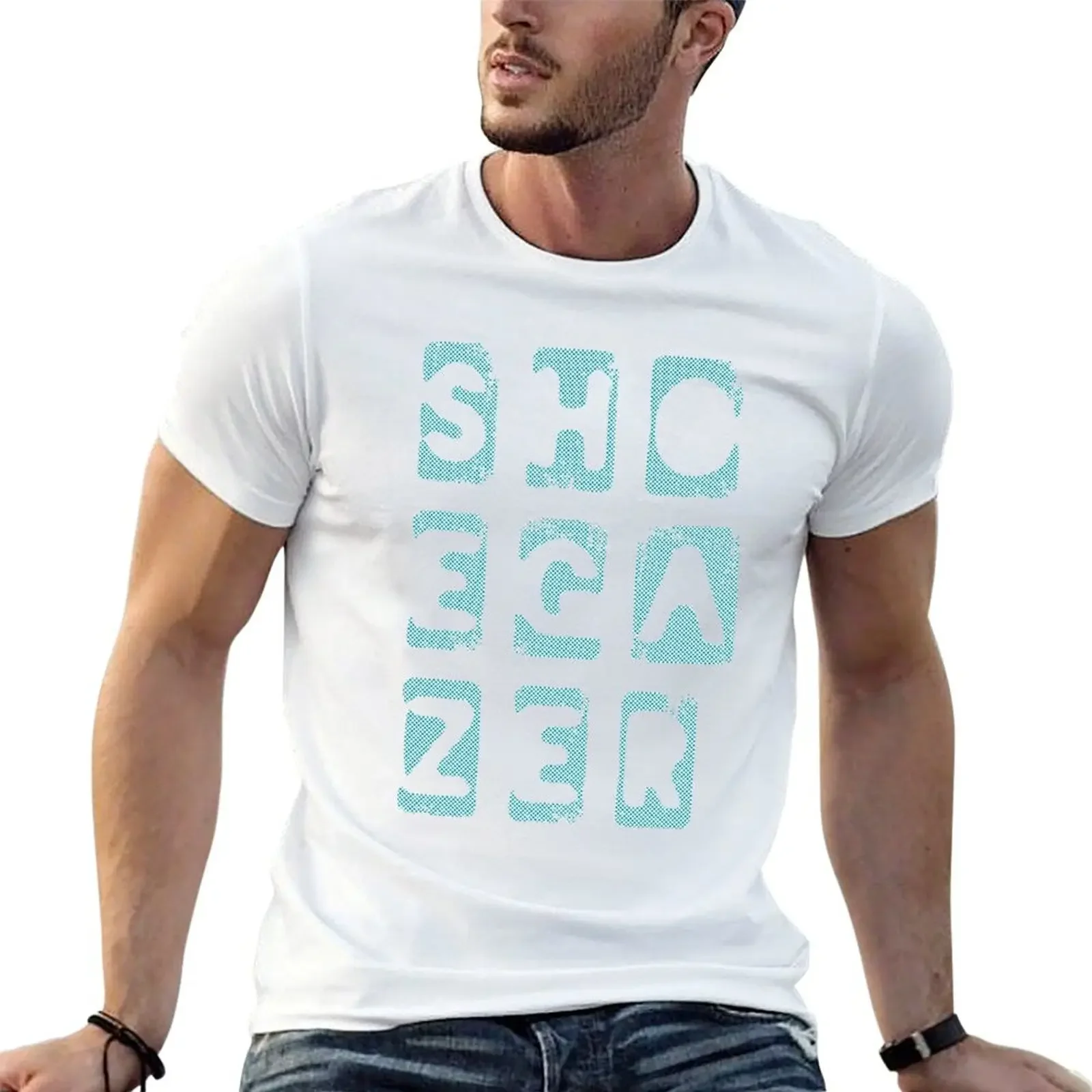 Shoegazer (Block Blue) T-Shirt street wear sweat vintage graphic tee big and tall t shirts for men