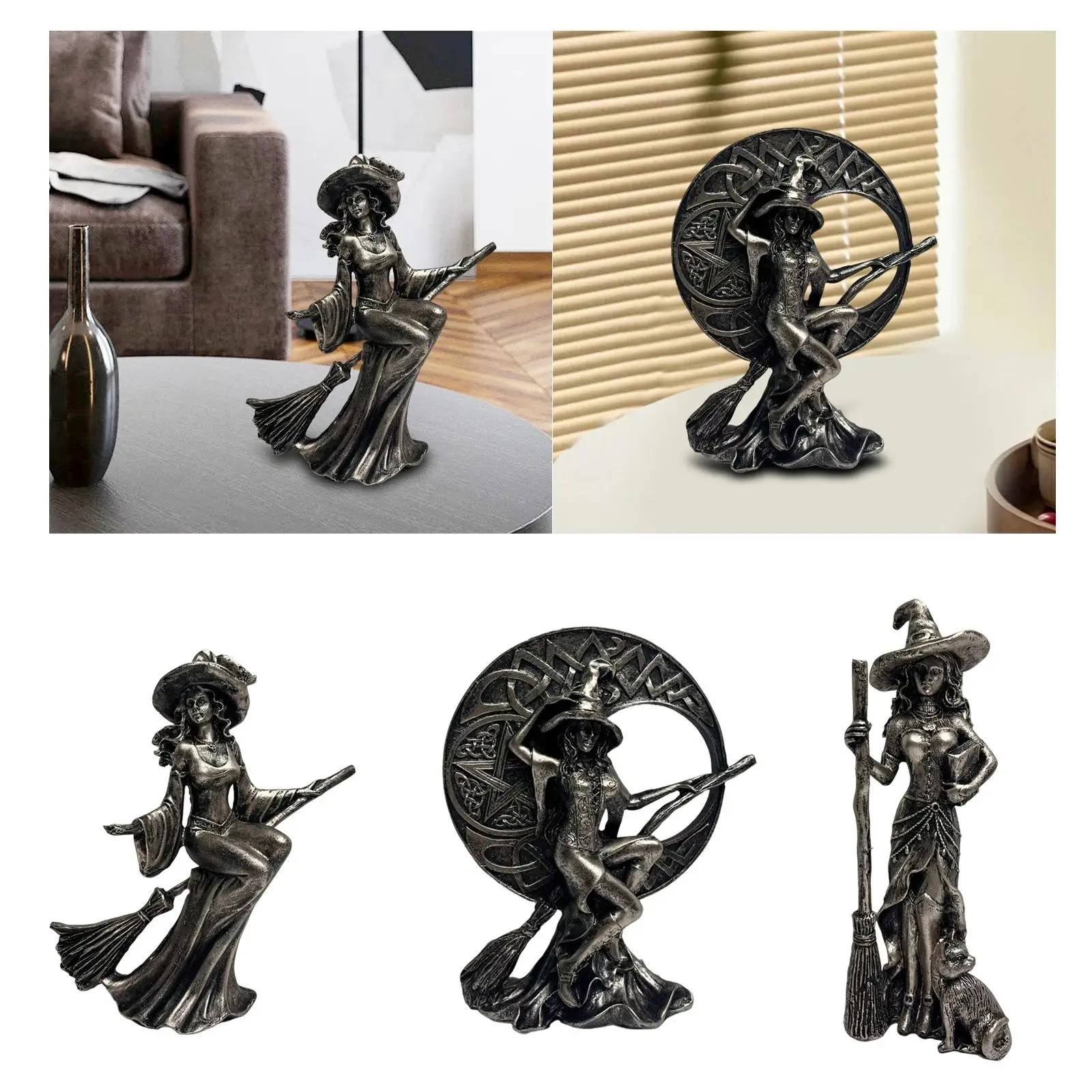 تمثال الهالوين لديكور الهالوين، تمثال ساحرة قابل للجمع، زينة على الطاولة لغرفة النوم، مدفأة منزلية