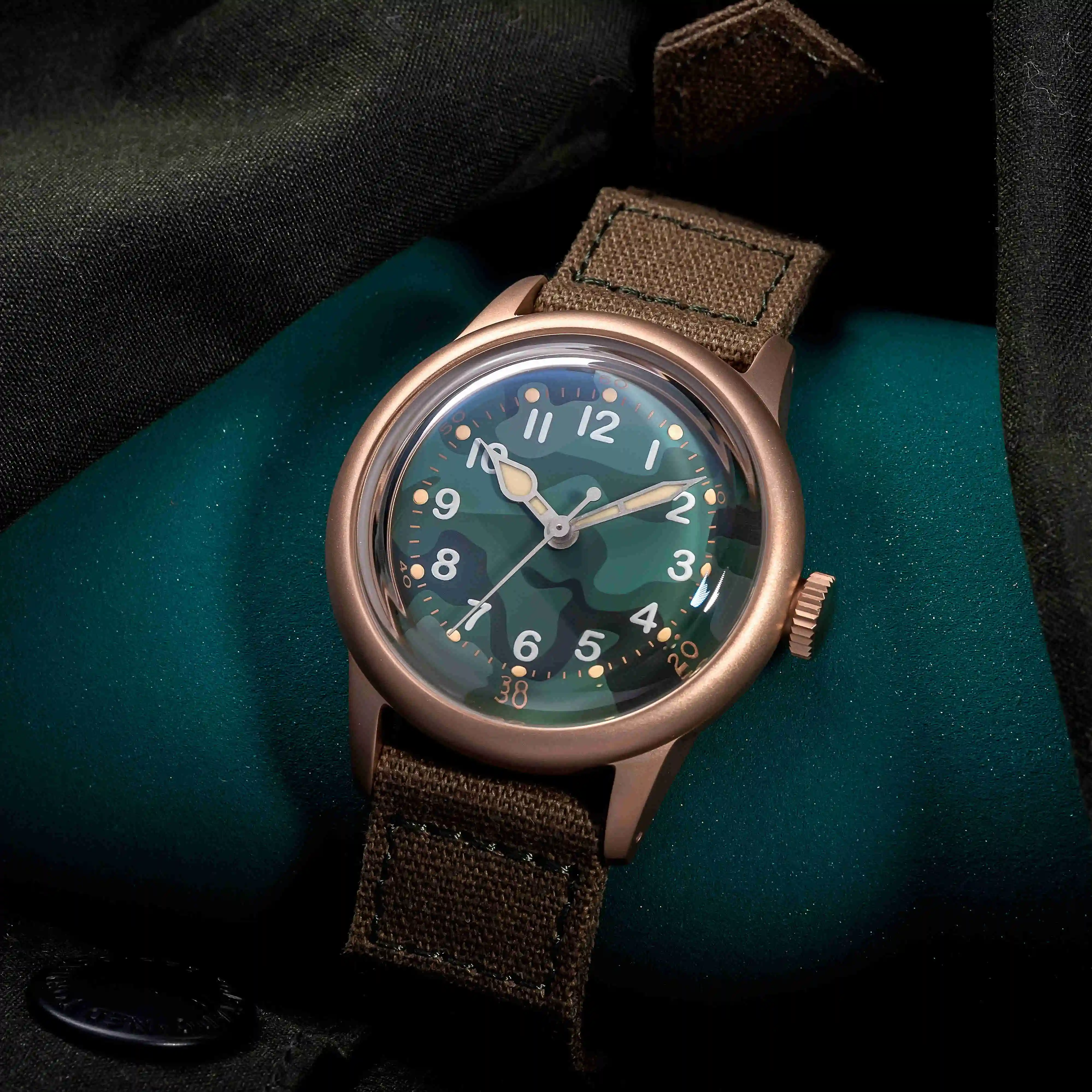 Imagem -06 - Thorn-relógio Bronze Impermeável Relógio Homage Retro Automatic Sapphire Crystal c3 Luminous Militar A11 Cusn8 Nh35 150m 36 mm