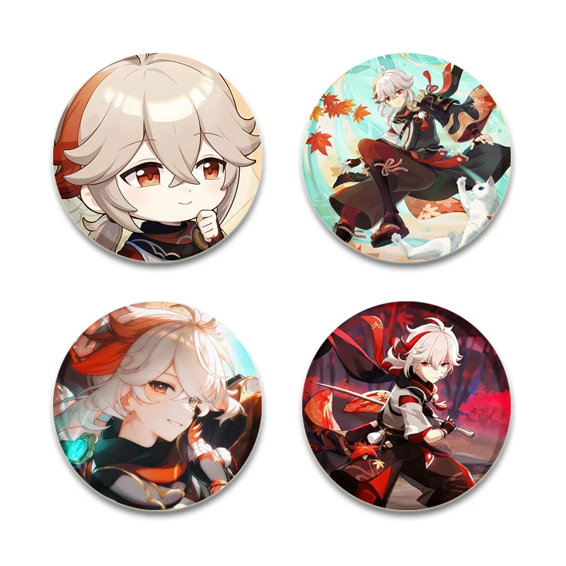 Genshin Impact Game Anime Button Pins Kaedehara Kazuha Cartoon Brooches HD Print Handmade Badge Bag Decor Fans Collect Gifts