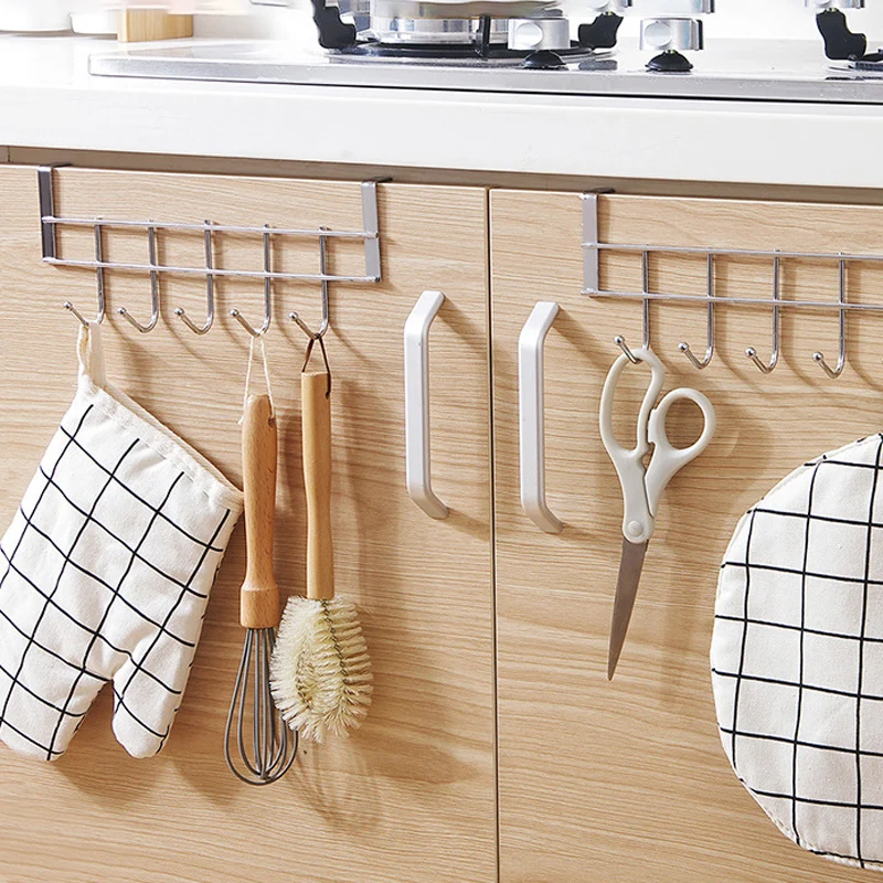 Hooks Over The Door 5 Hooks Home Bathroom Organizer Rack Clothes Coat Hat Towel Bags Keys Hanger Bathroom Kitchen Accessories