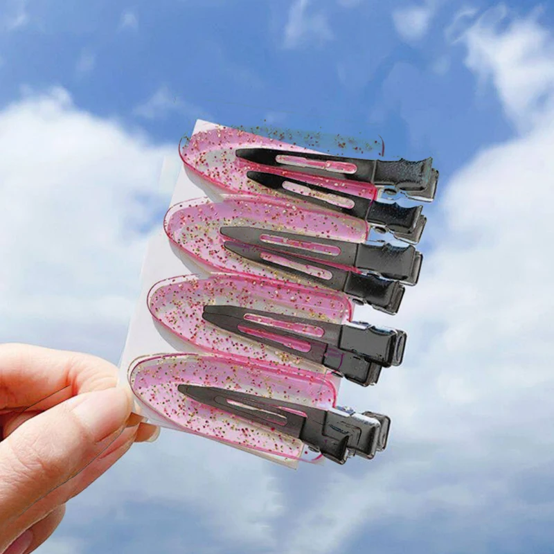 Barrettes Solides pour Femmes et Bol, Mode Multicolore, Frange Latérale Transparente, Fixation Frange, Pince à Cheveux Plate Sans Couture, 4 Pièces