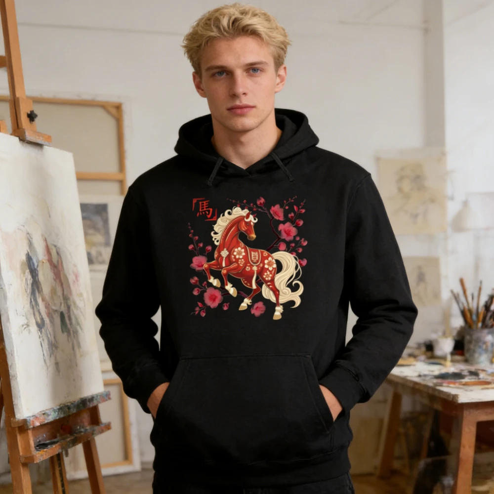 

Лунный Новый год Одежда Счастливый Китайский Новый Год Художественный Стиль Одежда Год Лошади 2026 Пуловер Толстовка Мужчины Женщины Повседневные Толстовки