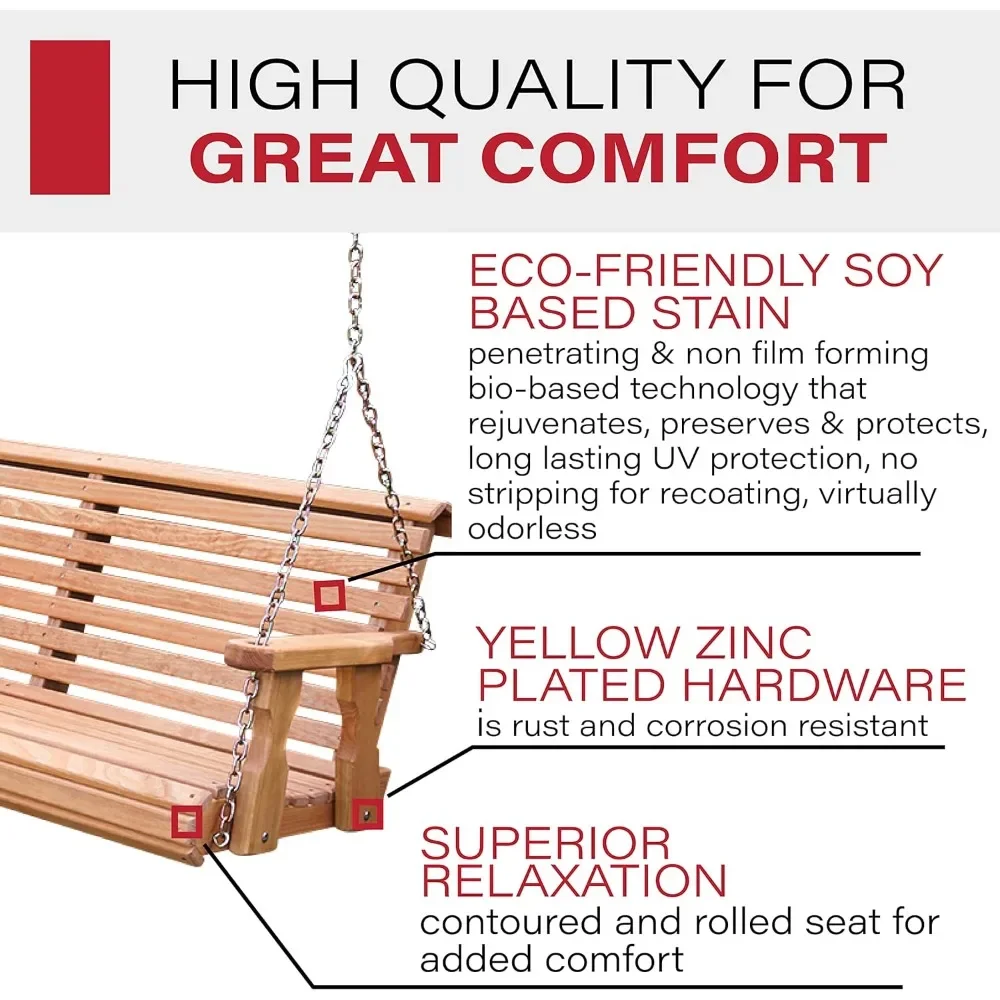 Outdoor swing, leisure heavy-duty 800 pound roll back suspended chair swing, outdoor swing with hanging chain