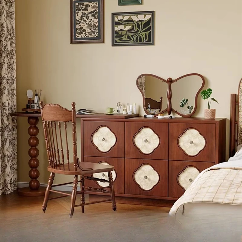 Retro shell dresser solid wood makeup table dresser chest integrated