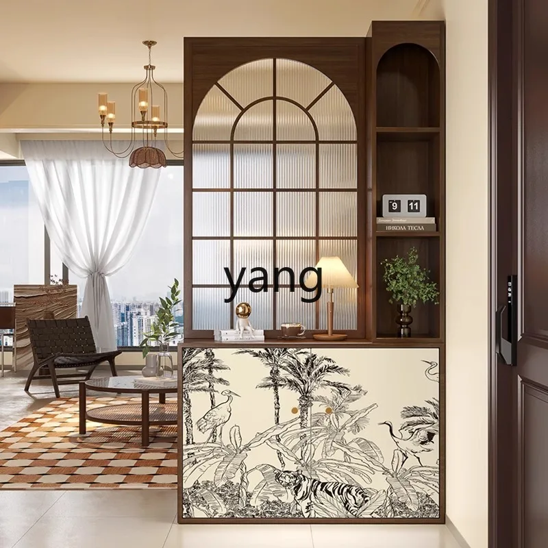 LH1 solid wood screen partition shoe cabinet Changhong glass living room entry door entrance cabinet