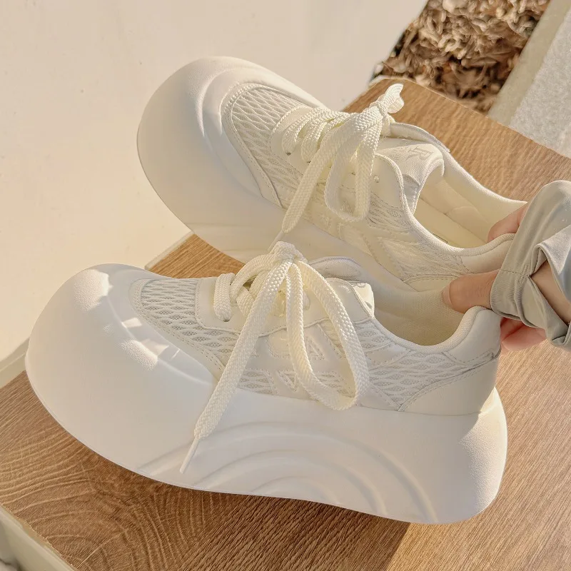 Sweet Womens Shoes Exquisite Round Head Casual Shoes for Woman Comfortable Air Mesh Chunky Sneakers Designer Shoes Zapatos Mujer