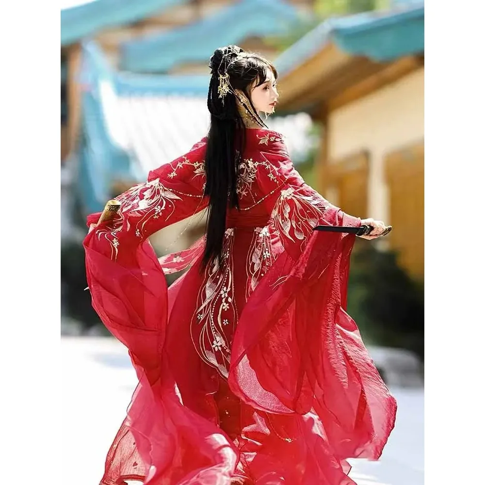 

Chinese red antique Hanfu women's dress, traditional antique dress, Halloween cosplay Hanfu