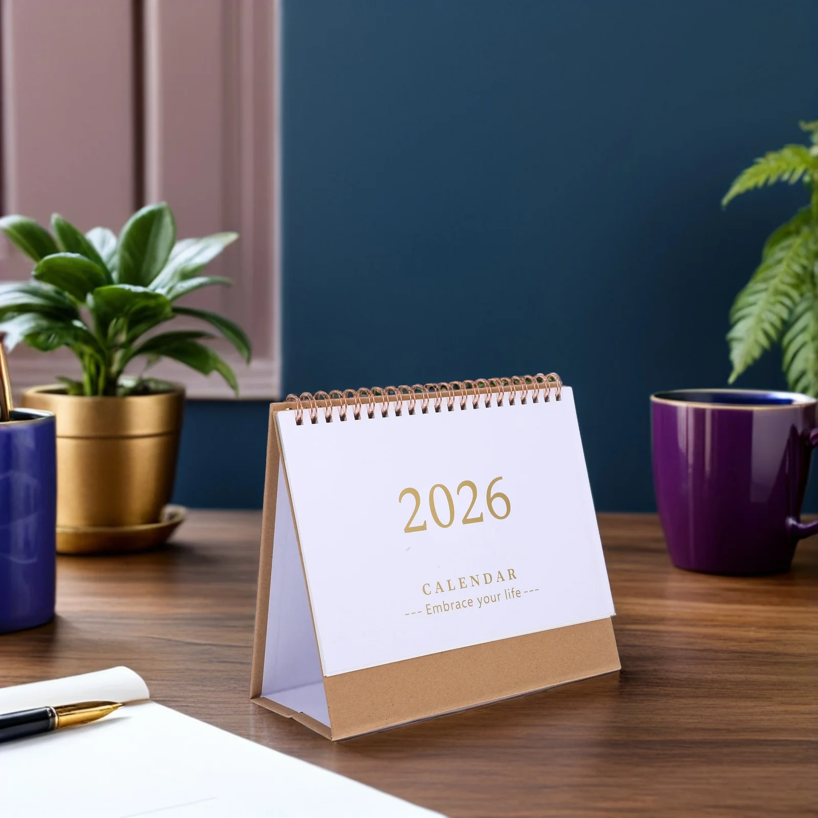 2026 Daily Flip Calendar Small Desktop Planner Stand Up Twin Wire Binding Monthly Schedule Organizer Home Office