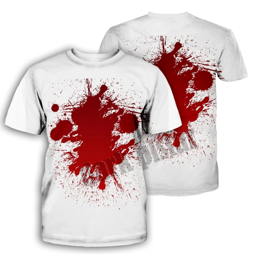 3D Dripping Blood Skull Print T Shirt Men Summer New O Neck Short Sleeve Tees Tops Fashion Style Male Clothes Casual T-shirts