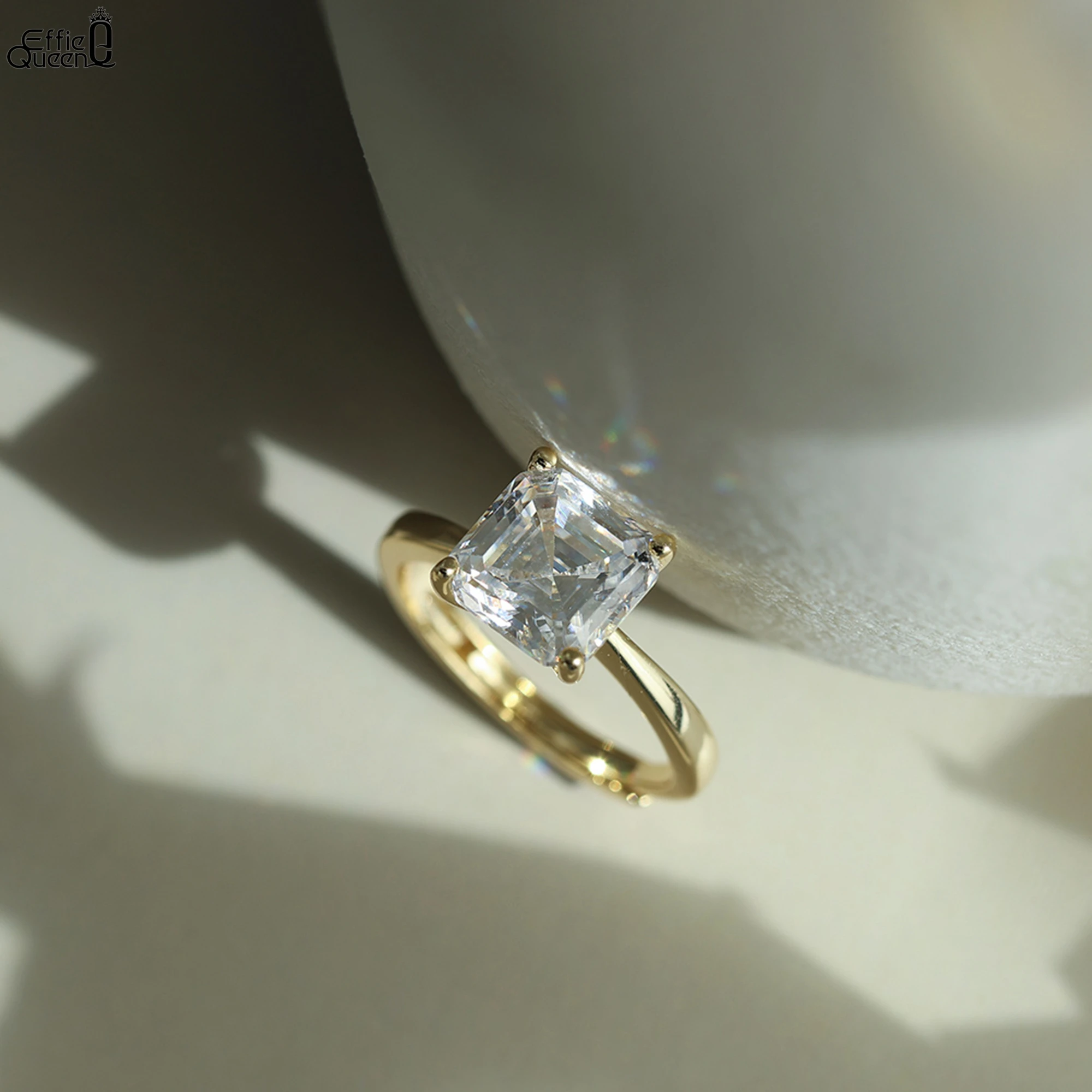 

Effie Queen 925 Sterling Silver Ring with Dazzling Square-Cut Moissanite Elegant and Refined Jewelry Gift for Trendy Women MOR04
