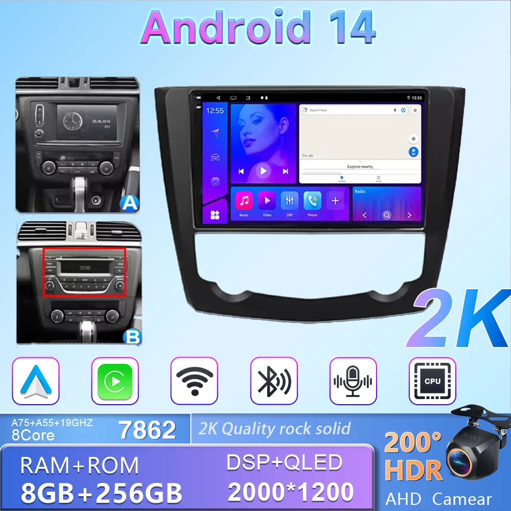 

9 Inch Carplay Android Radio For RENAULT KADJAR 2015 - 2019 Intelligent System 8 core Multimedia Player Touch Screen 5G Display