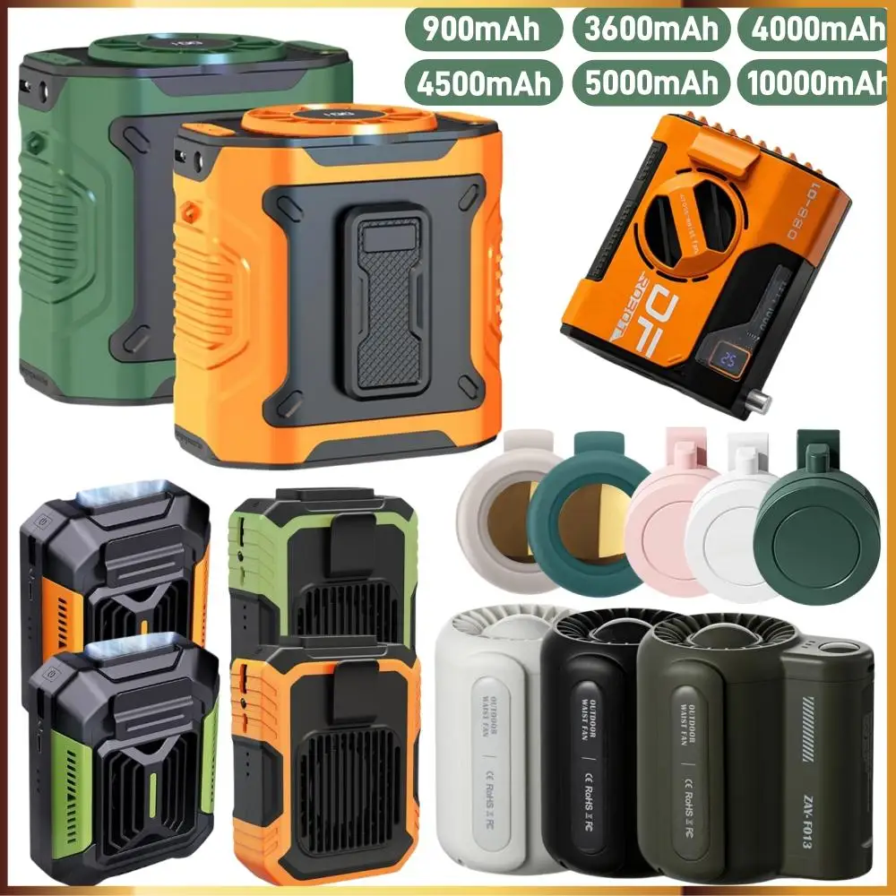 Mini Travel Wearable Waist Fan Camping Outdoor Rechargeable Cooling Fan With Night Light and Power Bank Air Circulator for Work