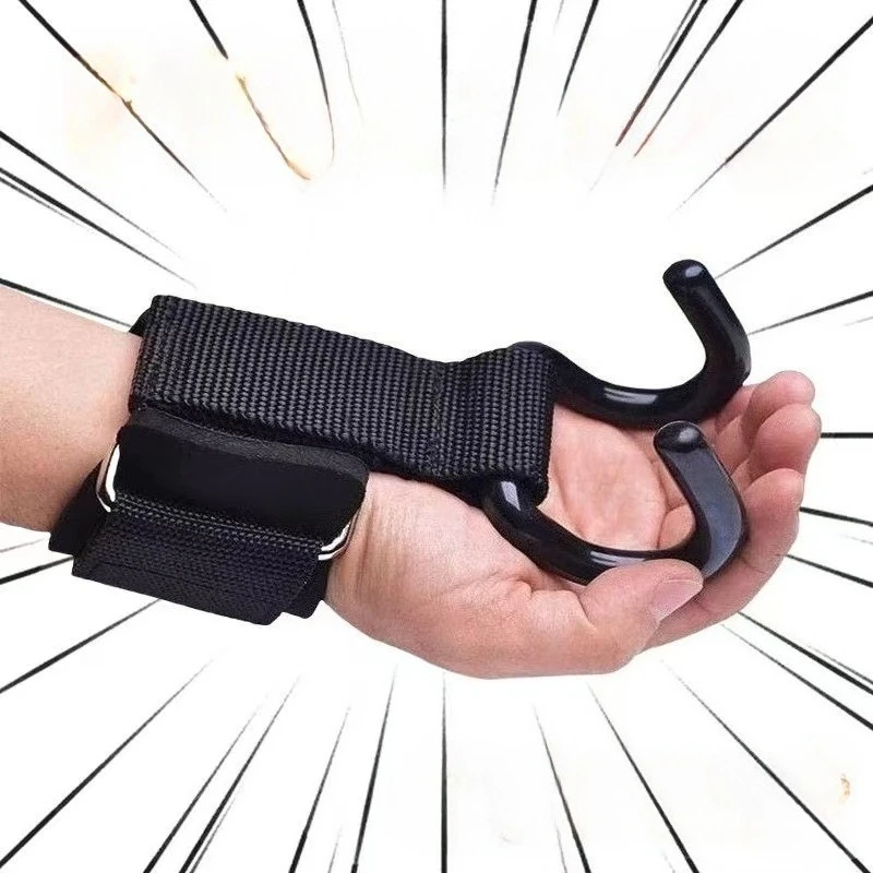Weight Lifting Hook Grips With Wrist Wraps Hand-Bar Wrist Strap Gym Fitness Hook Weight Strap Pull-Ups Power Lifting Gloves