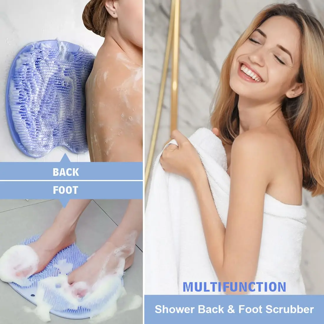 1 pz doccia schiena e piedi Scrubber, bagno a parete Back Scrubber Silicone bagno massaggio cuscino spazzola con ventose