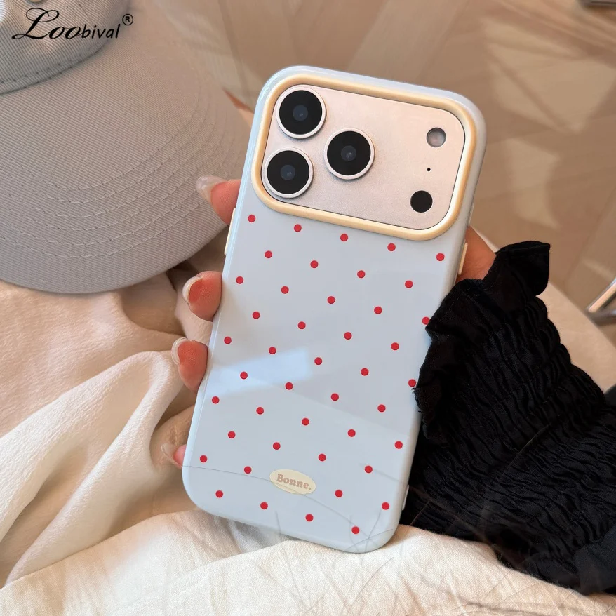 Ins Polka Dot Ultra Slim Handyhülle für iPhone 17 16 15 Pro Max 13 14 17Pro Bunte Wellenpunkt Stoßfeste Schutzhülle