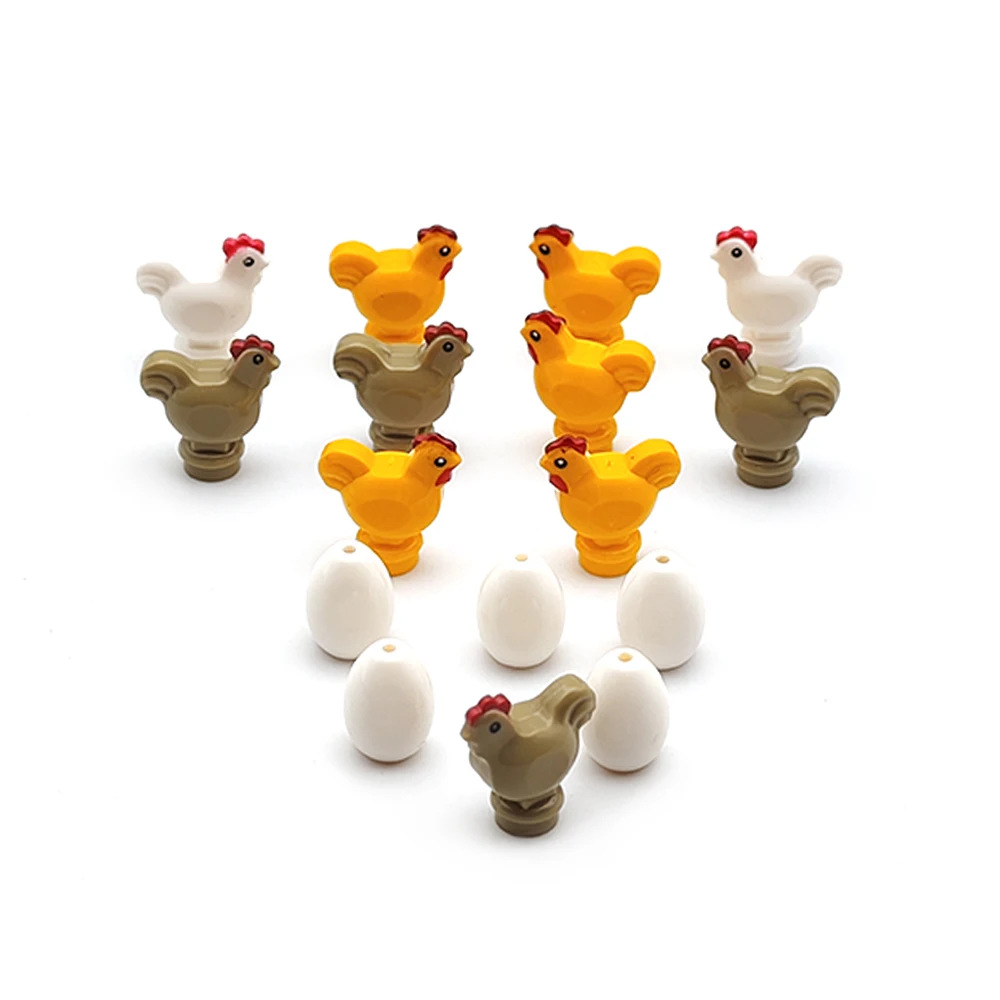 Building Blocks Chicken Chicks MOC Animal Farm rural City  Accessories egg Cock Poultry pet Hen for DIY Children Gifts ToysToys