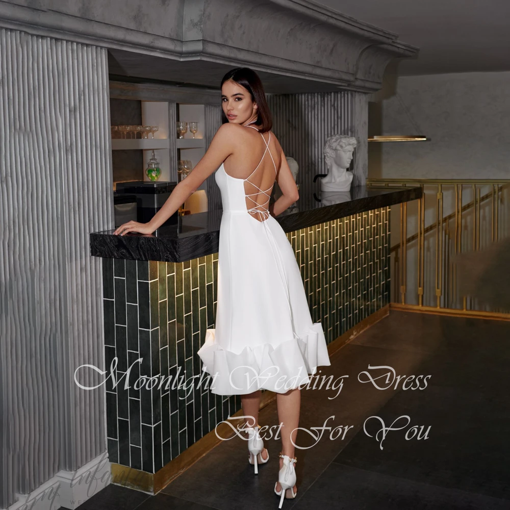 Clássico plissado sem alças a linha vestido de casamento 2026 cintas de espaguete vestido de festa sem mangas sem costas vestidos de novia personalizado