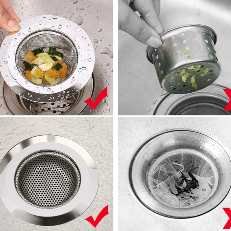 7cm/9cm/11cm Stainless Steel Kitchen Sink Strainer Drain Hole Filter Trap Kitchen Mesh Sink Filter Bathroom Floor Drain Cleaner