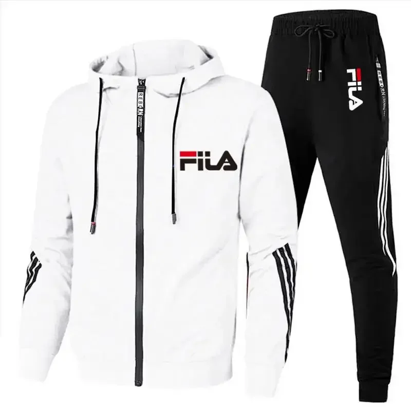 

European and American new men's spring and autumn outdoor zipper jacket + sport pants jogging set, casual basketball and fitness